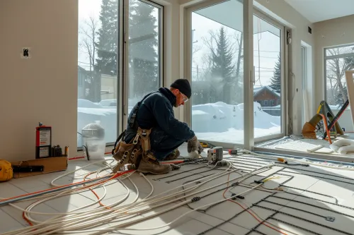Système de chauffage radiant installé par un professionnel, assurant confort thermique et performance énergétique.